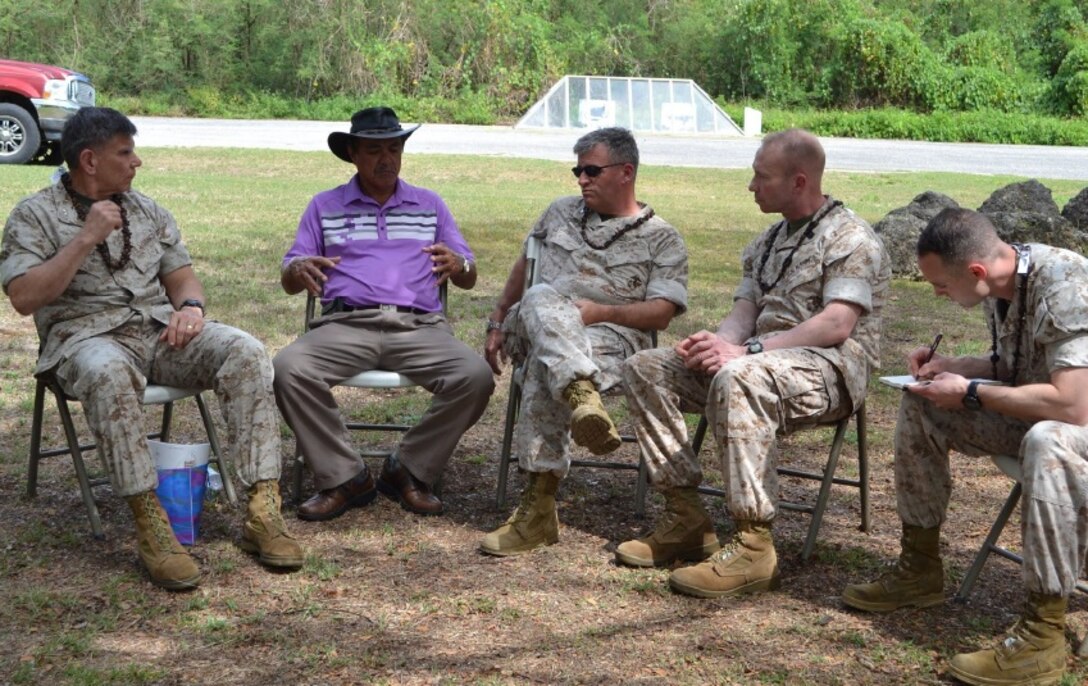 Major General Juan G. Ayala, Commander, Marine Corps Installations Command, visited Tinian Mayor Ramon Dela Cruz in Tinian to discuss military and civilian development issues April 16, 2014.