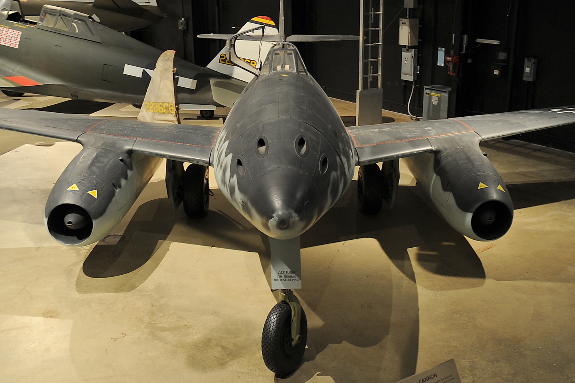 Messerschmitt Me 262A in the World War II Gallery at the National Museum of the United States Air Force. (U.S. Air Force photo) 
