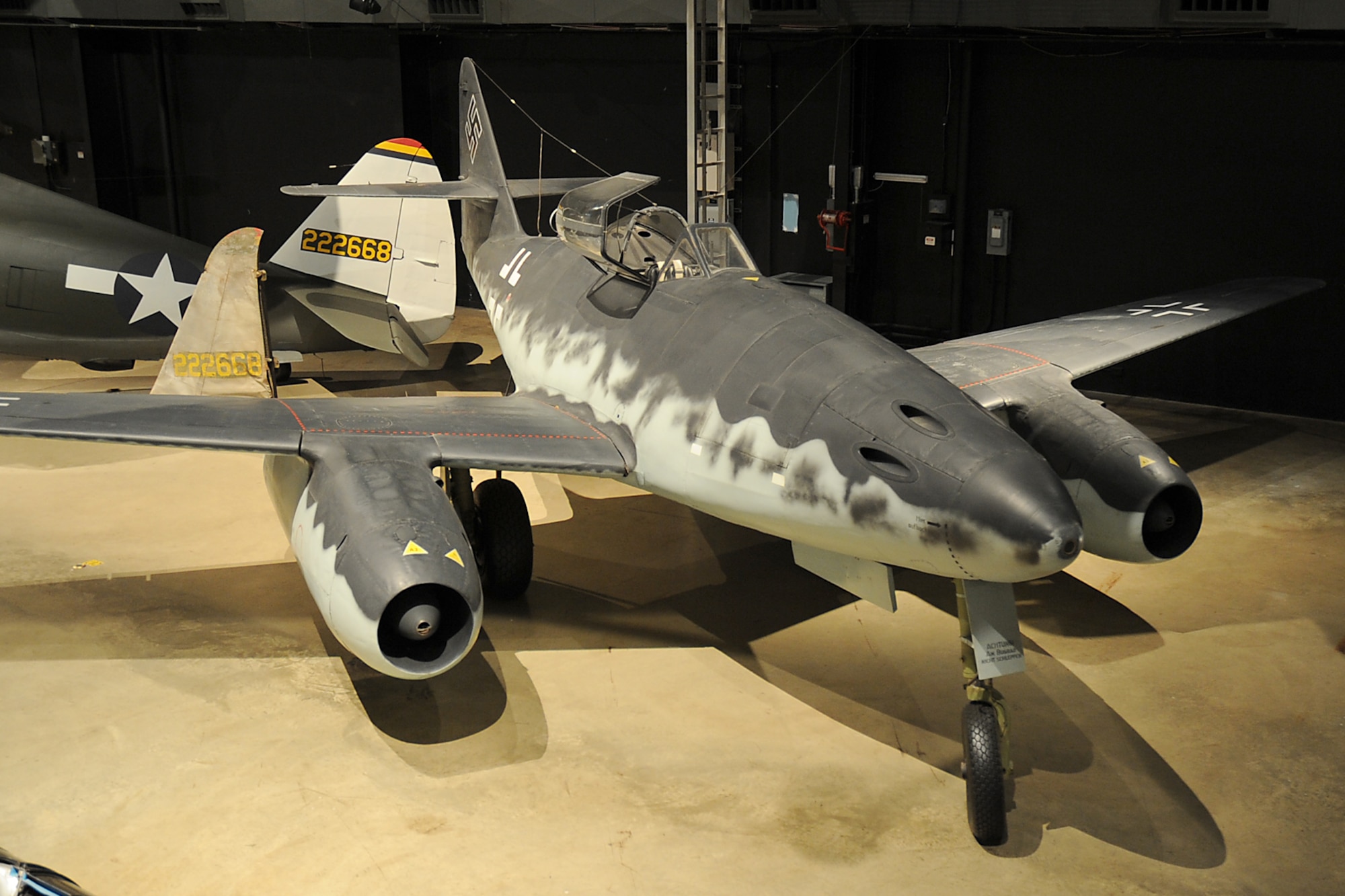 Messerschmitt Me 262A in the World War II Gallery at the National Museum of the United States Air Force. (U.S. Air Force photo) 

