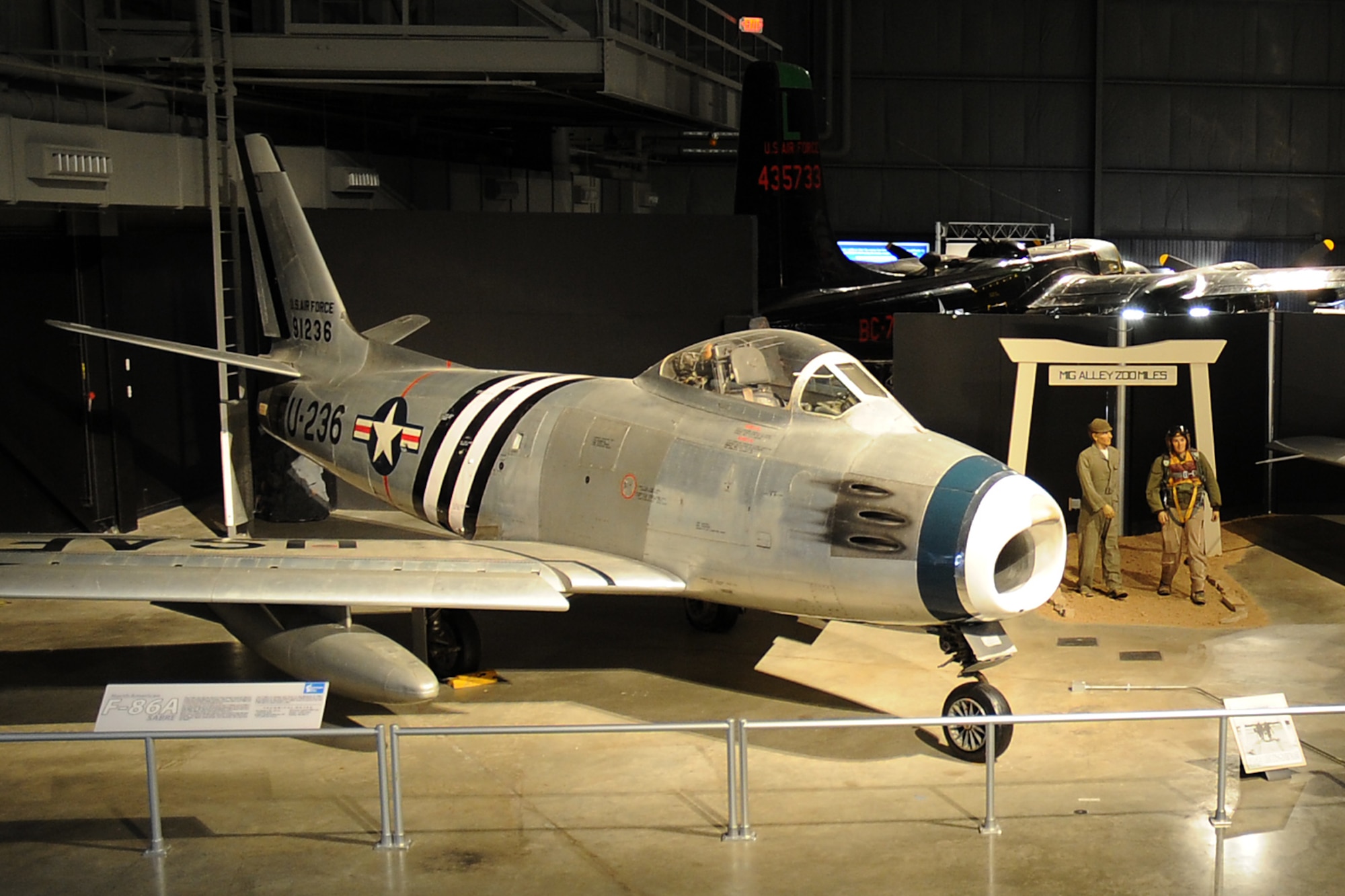 DAYTON, Ohio -- North American F-86A Sabre on display in the Korean War Gallery at the National Museum of the United States Air Force. (U.S. Air Force photo)
