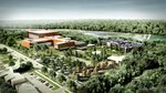 This rendering of ICC-B depicts an aerial view of the complete campus.