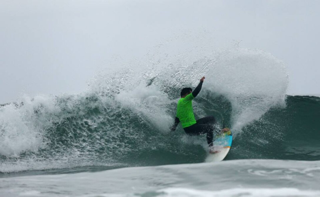 Kuilee Murphy catches a wave during the Red Bull Rival’s U.S. Military Surf Team tryouts. Active-duty service members took to the waves at the Del Mar Beach April 18 to tryout for a spot on the Red Bull Rival’s U.S. Military Surf Team. Tryouts for the 12 available spots were open to all military branches. The U.S. Military Surf Team will compete against the British team at the Red Bull International Surf Competition May 24, which is also being held at Pendleton. Murphy, 33, is a Hawaii native.

