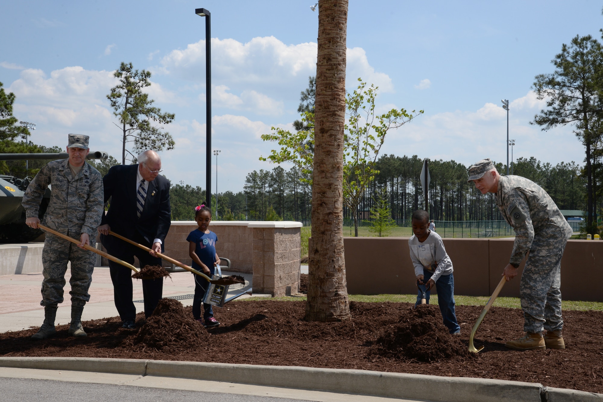 U.S. Air Force Col. Scott Arcuri, 20th Mission Support Group commander, speaks at a Team Shaw Earth Day recognition event at Shaw Air Force Base, S.C., April 22, 2014. Arcuri spoke on behalf of the 20th Fighter Wing commander and gave remarks on the pleasure of sharing a base with U.S. Army Central, and sharing a city with Sumter. (U.S. Air Force photo by Airman 1st Class Jonathan Bass/Released)