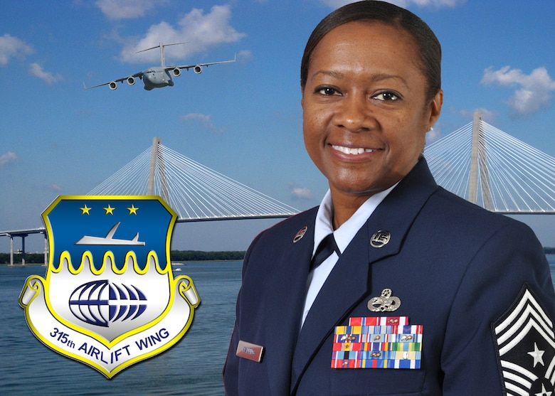 315th Airlift Wing Command Chief, Chief Master Sgt. Gigi Manning. (U.S. Air Force Reserve graphic illustration by Michael Dukes)