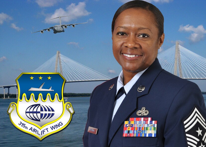 315th Airlift Wing Command Chief, Chief Master Sgt. Gigi Manning. (U.S. Air Force Reserve graphic illustration by Michael Dukes)