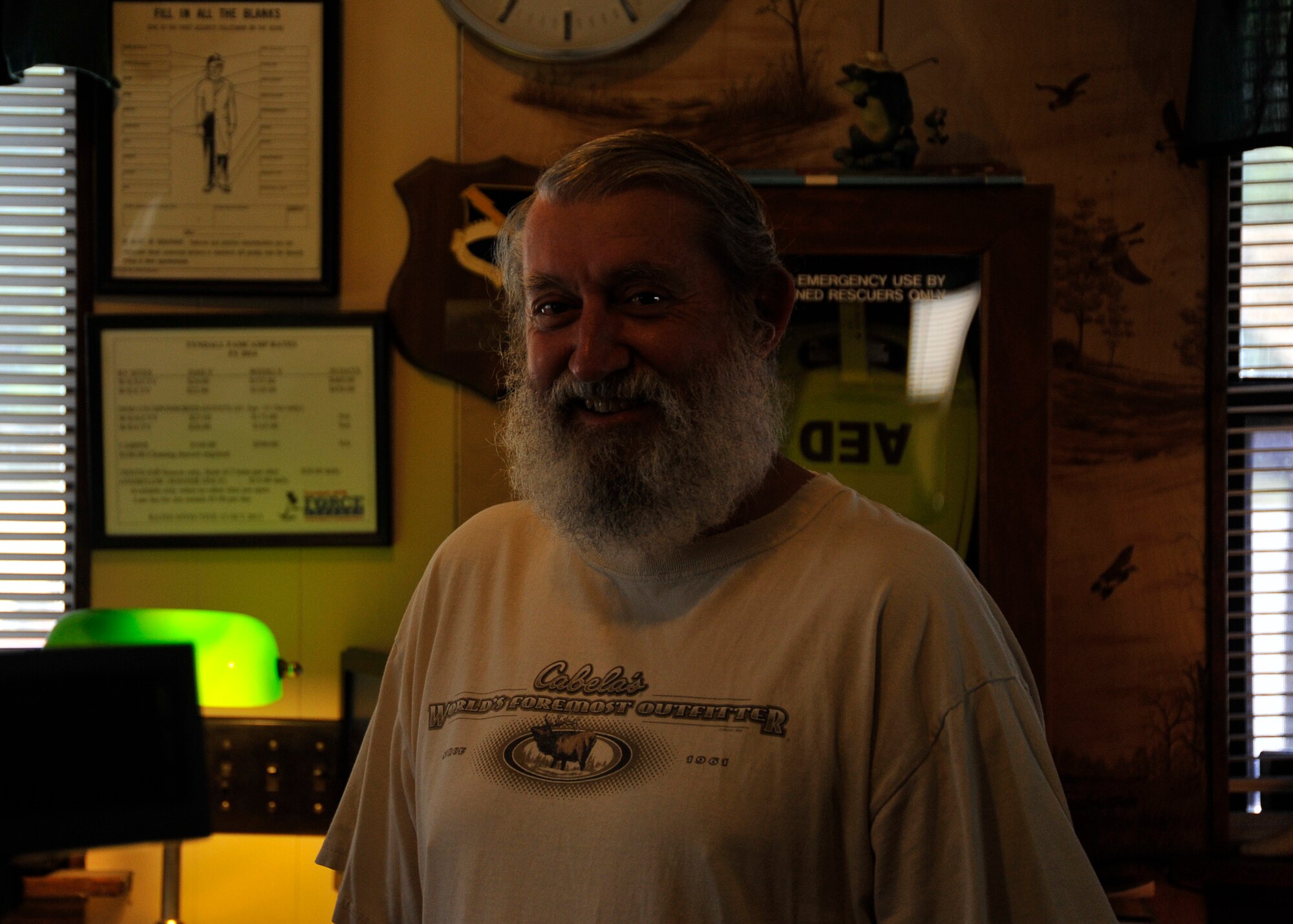 Charles McCosco, retired Navy Family camp patron prepares to rent a lot April 22 at the FAM camp. The FAM camp is located in-between the housing gate and Bonita Bay Outdoor Recreation. (U.S. Air Force photo by Airman 1st Class Solomon Cook)