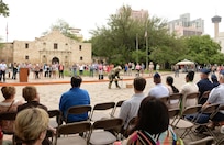 502nd Civil Engineer Squadron Explosive Ordnance Disposal technicians from Joint Base San Antonio-Lackland demonstrated their equipment and methods of bomb disposal during San Antonio’s Fiesta 2014 Air Force Day at the Alamo April 21. Fiesta originated in 1891 as a tribute to the heroes of the Alamo and the Battle of San Jacinto. (U.S. Air Force photo by Ben Faske)