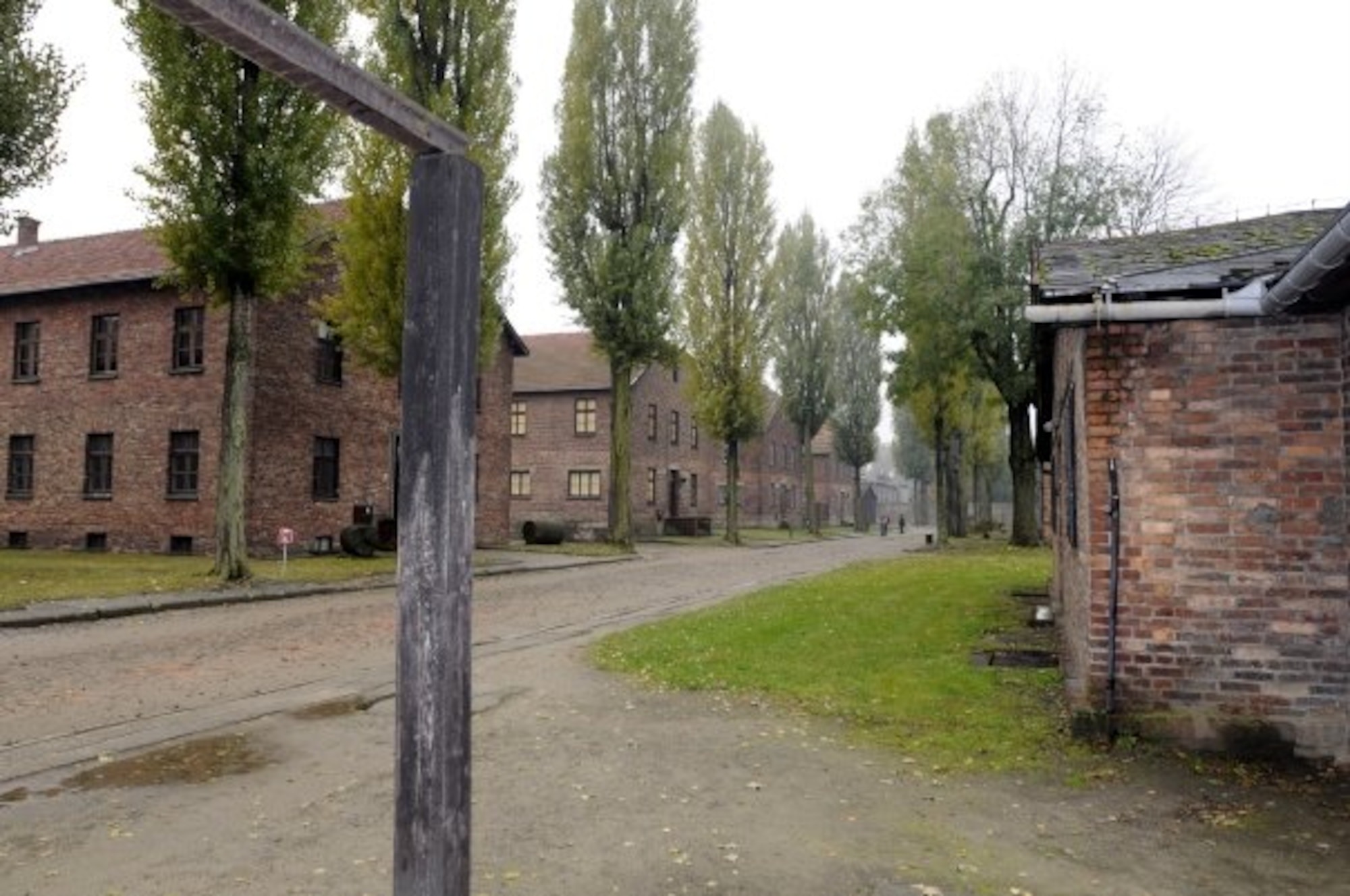AUSCHWITZ-BIRKENAU, Poland – Barracks at Auschwitz, also known as Auschwitz-Birkenau, the largest Nazi concentration and death camp and was located in Poland.  The camp opened in 1940, and initially served as a detention center for political prisoners.  Over time, the camp evolved into a network of camps where Jews and other people believed to be enemies of the Nazi regime were killed in gas chambers or used as slave labor.  Some of the prisoners were also used for medical experiments by Dr. Josef Mengele.  Auschwitz I, the original camp, housed between 15,000 and 20,000 people.  Auschwitz II housed approximately 90,000 people. This camp is where the gas chambers and crematory ovens were located. A third camp, Auschwitz III, house about 10,000 people and was the largest of about 40 labor camps.  It is believed more than 1 million people were killed or died in Auschwitz.  (U.S. Air Force photo/Senior Master Sgt. Kelley J. Stewart)