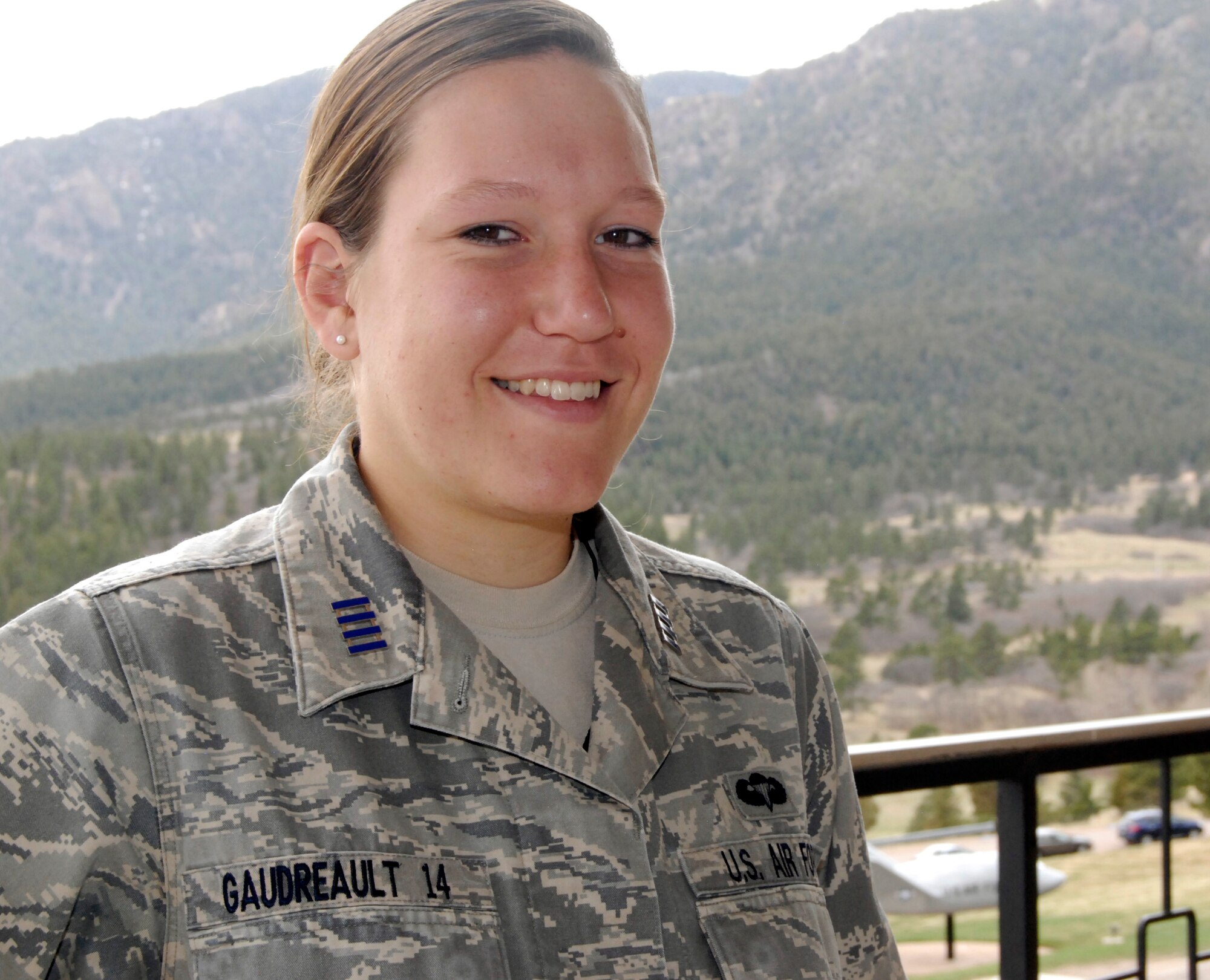 Cadet 1st Class Liana Gaudreault was selected to receive the Air Force Academy's Gen. Jack K. Gerhart Fellowship for 2014. The fellowship allows cadets to study topics related to cultural or human relations in France for two years after they graduate. (U.S. Air Force photo/Don Branum)