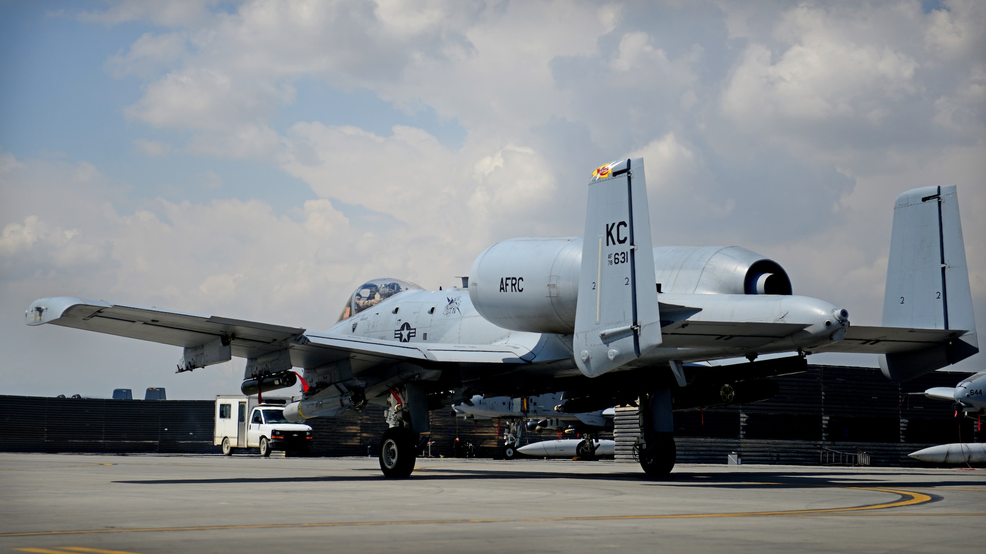 An A-10 Thunderbolt II deployed from the 303rd Fighter Squadron at Whiteman Air Force Base prepares for take-off April 20, 2014 at Bagram Air Base, Afghanistan. The reserve unit recently replaced the 75th Fighter Squadron from Moody Air Force Base, Ga. for the latest deployment rotation. (U.S. Air Force photo by Staff Sgt. Evelyn Chavez/Released)