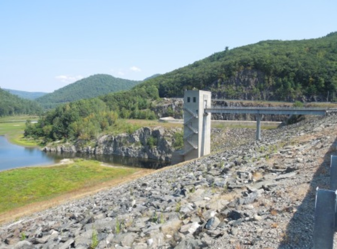 The gatehouse at Townshend Lake on the West River, Townshend, Vt., is part of a network of flood control projects in the Connecticut River Basin. Constructed in 1961 at a cost of $7.5 million dollars, it is operated and maintained by the U.S. Army, Corps of Engineers.