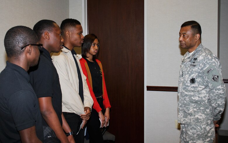 Four USACE student interns from George Washington Carver High School of Engineering and Science in Philadelphia met with Lt. Gen. Thomas P. Bostick, U.S. Army Corps of Engineers Commanding General and the Chief of Engineers during an April 23 visit with the Philadelphia District. The students discussed their experiences and aspirations with the Chief. 