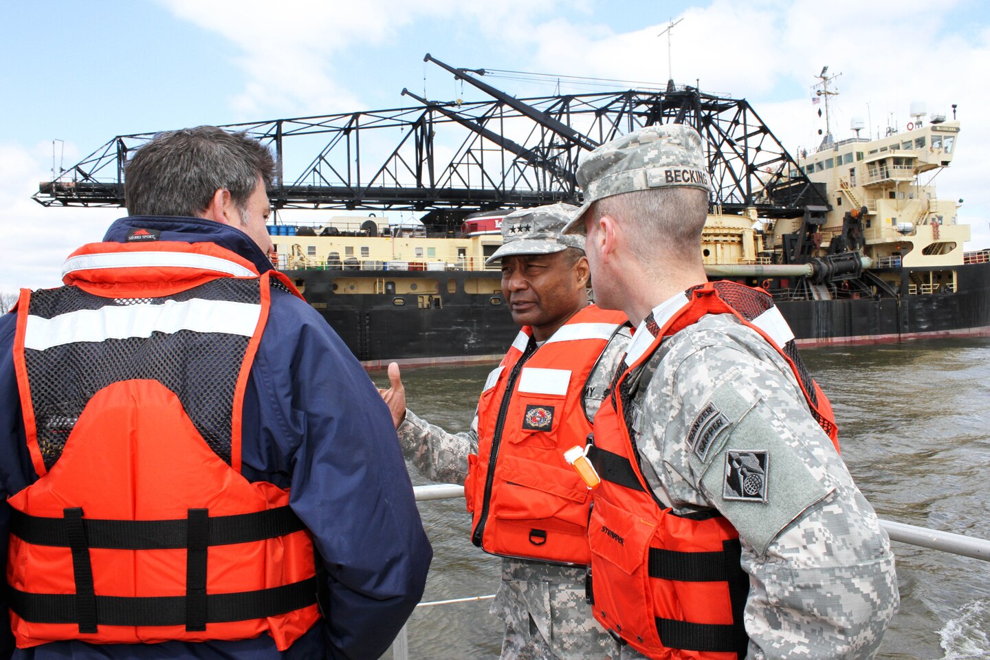 Lt. Gen. Thomas P. Bostick, U.S. Army Corps of Engineers Commanding General and the Chief of Engineers, toured the Dredge McFarland during a visit to the Philadelphia District on April 23. The ‘Mac’ conducts emergency and national defense dredging as well as planned projects in the Delaware River and Bay. 