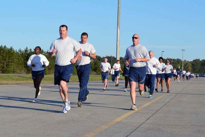 Pope Field Airmen participate in Team Pope’s sexual assault awareness month 5K fun run on April 24, Pope Army Airfield, N.C. (U.S. Air Force photo/Marvin Krause)