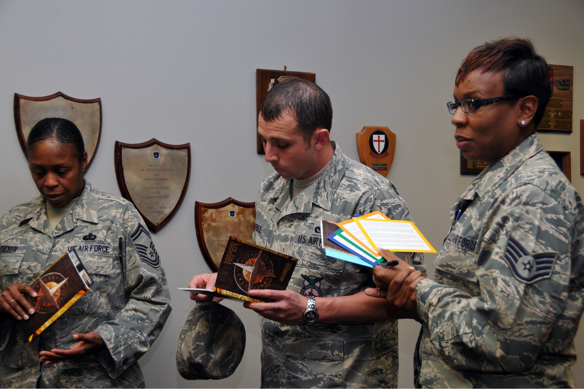 Airmen of the 916th ARW participate in a Four Lenses personality activity during a Four Lenses seminar at Seymour Johnson AFB in April. (U.S. Air Force photo by Staff Sgt. Terrica Y. Jones, 916th ARW/PA)  