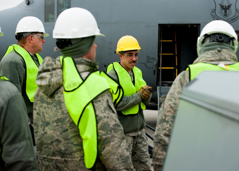 U.S. Air Force Reserve Master Sgt. Franco Russo, a 910th Maintenance Squadron aerospace craftsman, briefs members of the Crash, Damaged, Disabled, Aircraft Recovery (CDDAR) team toward the end of a Major Accident Readiness Exercise (MARE) here, April 23. The CDDAR team built a dunnage system used to hold air bags that can upright a downed aircraft. In the exercise scenario, the C-130 aircraft’s landing gear collapsed while landing on the assault strip. Debris from the aircraft hit a private aircraft taxiing nearby. Base emergency response personnel tested their response capability while Wing Inspection Team (WIT) members observed. U.S. Air Force photo/Eric M. White.