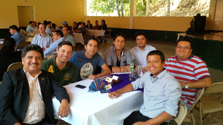 Professor Joram Gil (left), Guatemala UNESCO Water Chair, is pictured with course participants at a reception following completion of the training course.