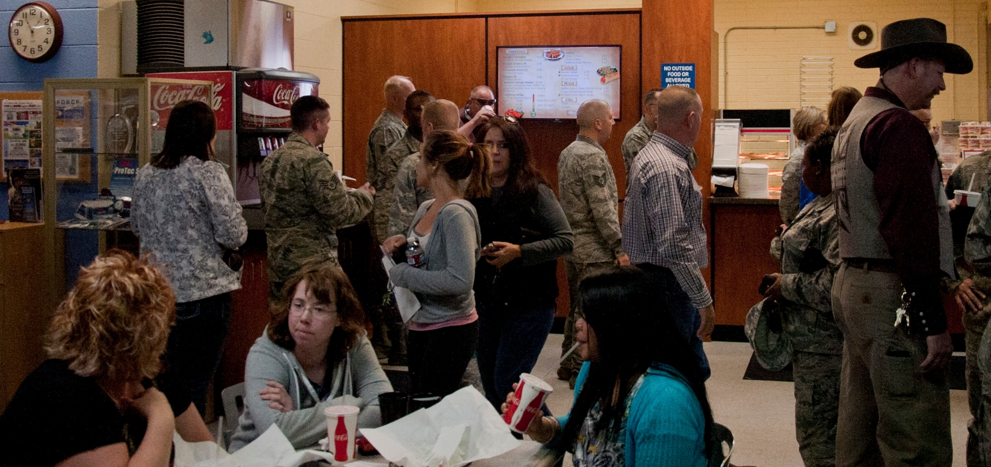 140424-F-GZ967-099 A line of customers await service at Spinz, located in the Warren Lanes Bowling Center, April 24 during the center’s Customer Appreciation Day. The restaurant had special food deals to say thanks for the continued customer support. (U.S. Air Force photo by Airman 1st Class Brandon Valle)