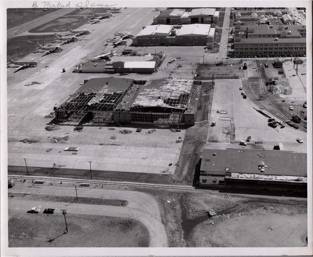 A tornado hit Sheppard in 1964, damaging the base and its facilities. Tornadoes have been known to lift up entire houses and produce winds up to 300 mph. (Courtesy Photo)