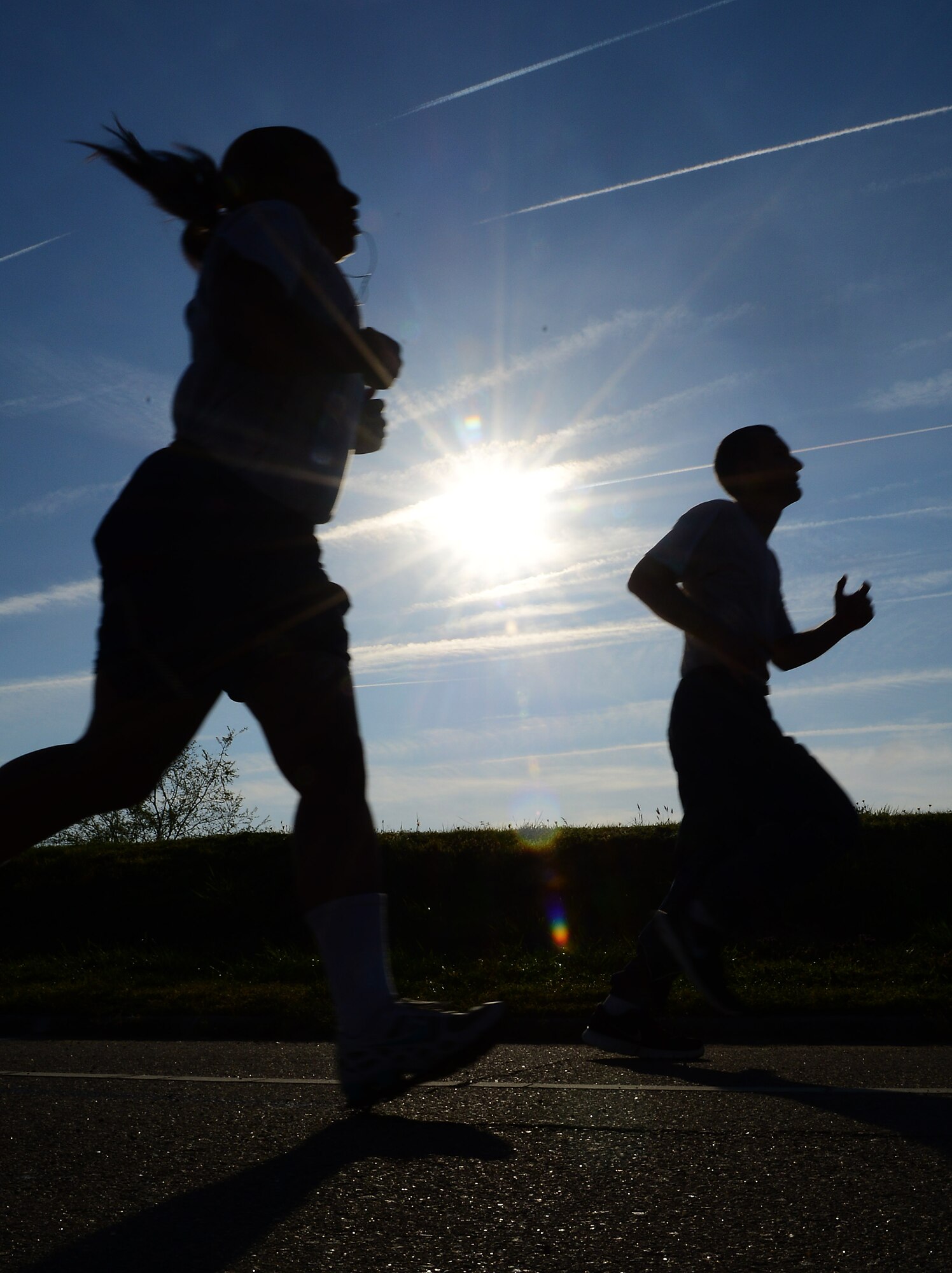 Airmen participate in the Major Ransom Memorial 5K to honor the NATC-A NINE at Langley Air Force Base, Virginia, April 25, 2014. Ransom died April 27, at the Kabul International Airport, Afghanistan, of wounds suffered from gunfire. (U.S. Air Force Staff Sgt. Antoinette Gibson/Released)