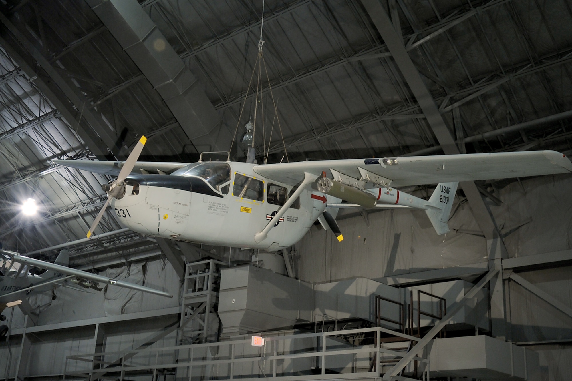 DAYTON, Ohio -- Cessna O-2A Skymaster in the Southeast Asia War Gallery at the National Museum of the United States Air Force. (U.S. Air Force photo)
