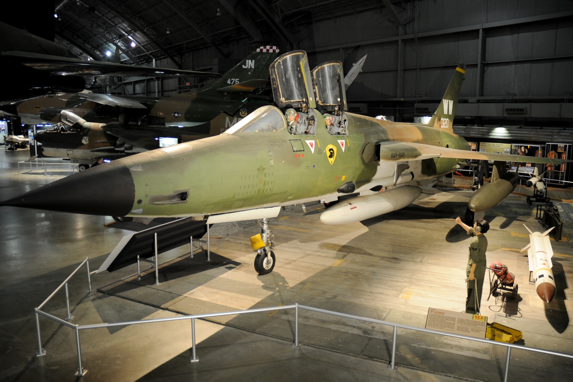 DAYTON, Ohio - Wild Weasel exhibit, including the Republic F-105G, in the Southeast Asia War Gallery at the National Museum of the United States Air Force. (U.S. Air Force photo)

