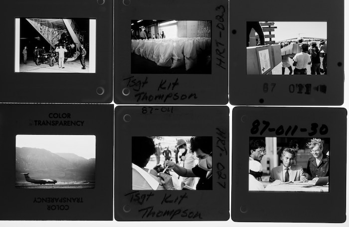 Among the extensive archival holdings are thousands of photo slides, providing a visual history of major events of the past. (U.S. Air Force photo/ Senior Airman Dennis Sloan)