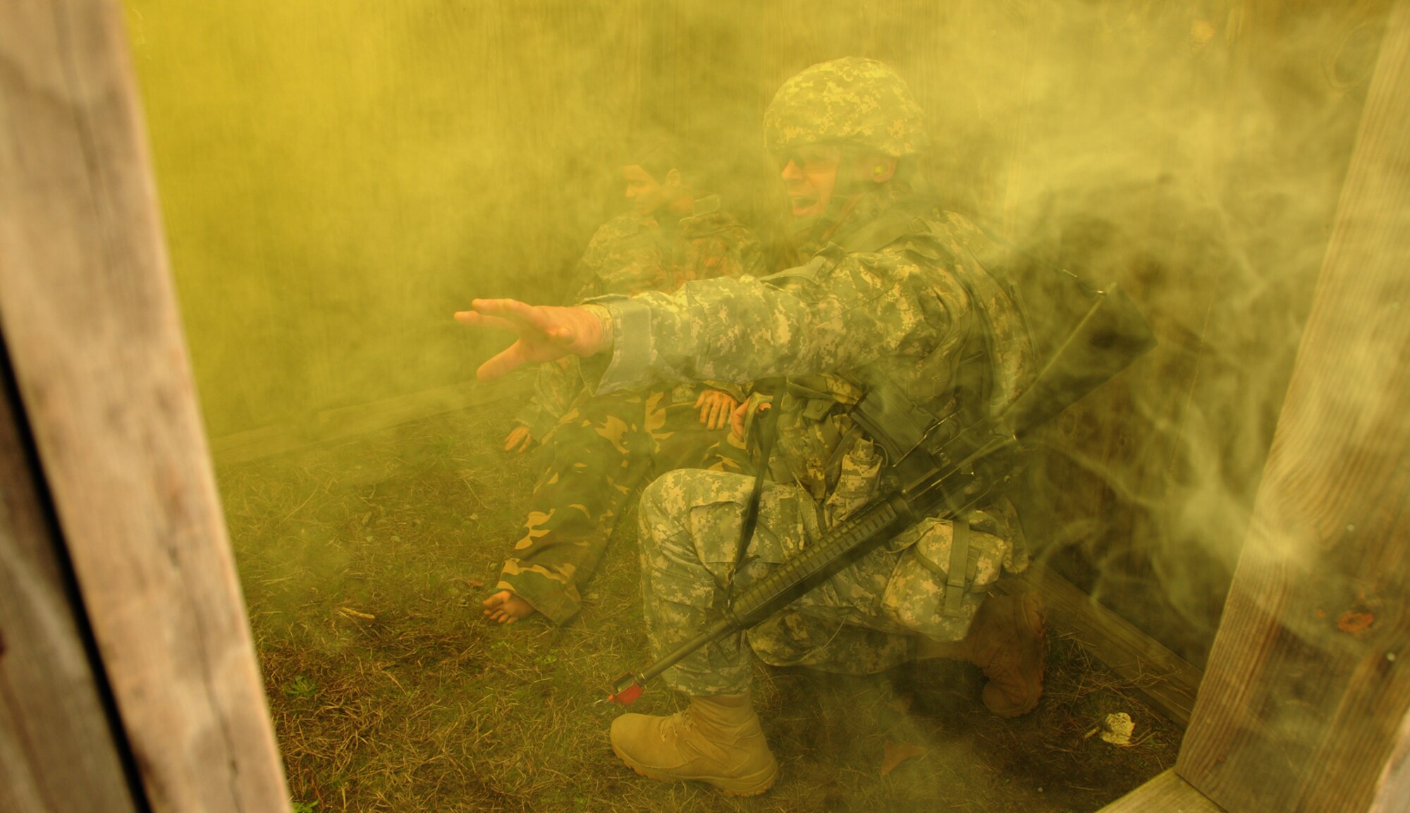 Sgt. Christopher Meyer, a Soldier with the Army Reserve’s 302nd Information Operations Battalion headquartered at Fort Totten, N.Y., participates in the Military Operations on Urban Terrain event as part of the Best Warrior Competition being hosted by the Army Reserve’s 99th Regional Support Command and 76th Operational Response Command this week at Joint Base McGuire-Dix-Lakehurst, N.J. (U.S. Army Photo by Staff Sgt. Shawn Morris/Released)