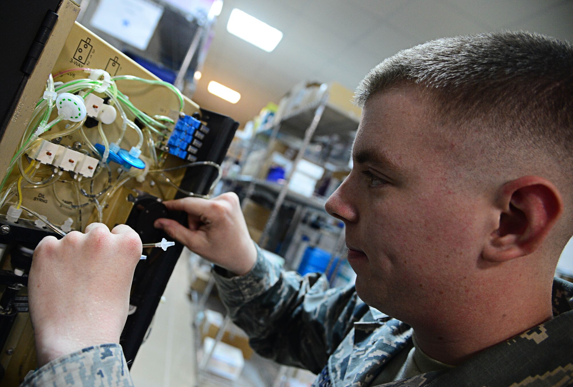 This week's Rock Solid Warrior is Airman 1st Class Jonathan Morrison. Morrison is a biomedical equipment technician assigned to the 386th Expeditionary Medical Group. The Tampa, Fla. native is deployed from the 88th Medical Support Squadron, Wright-Patterson Air Force Base, Ohio. (U.S. Air Force photo by Senior Airman Desiree W. Moye)