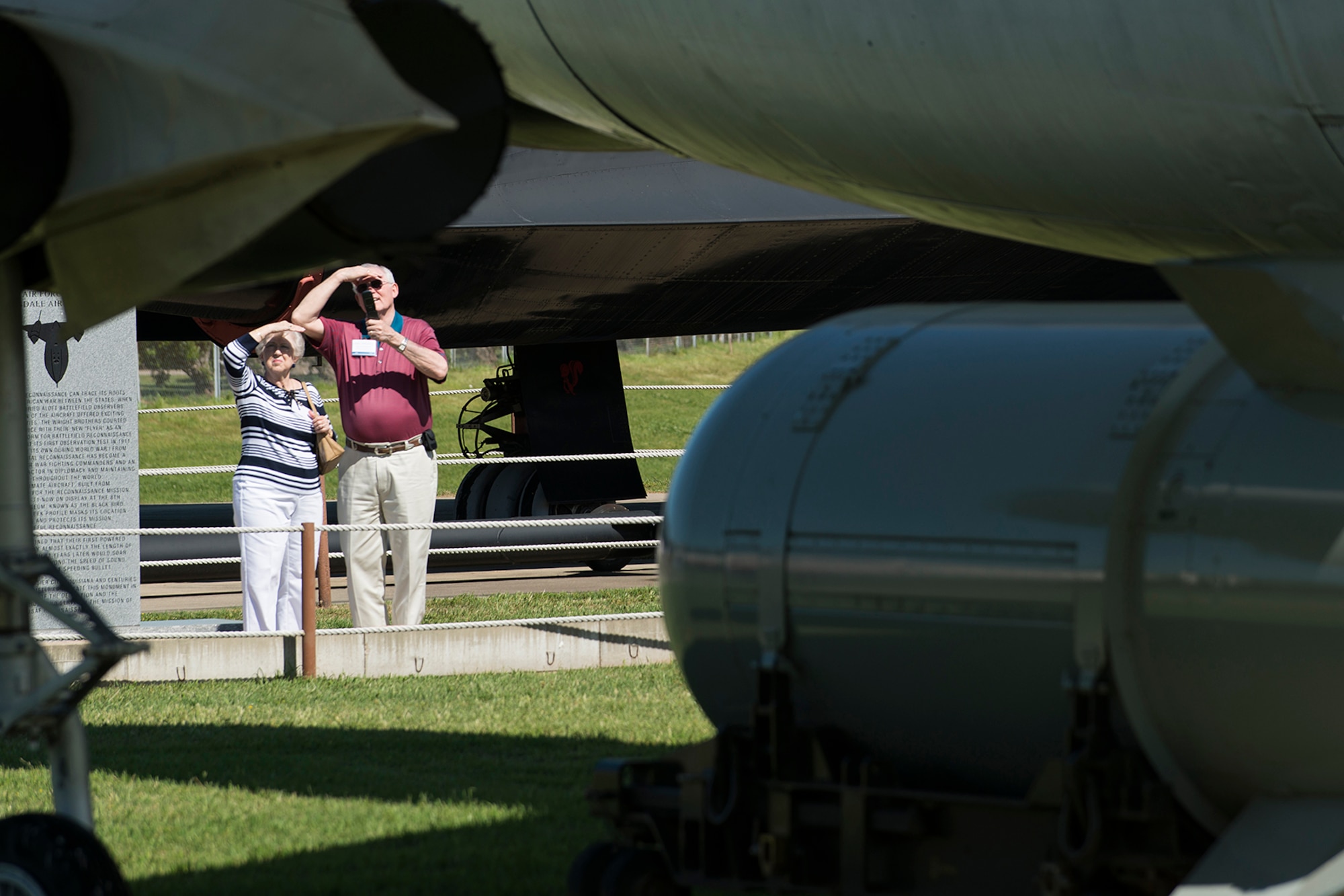 Members of the 307th Bomb Wing B-47/KC-97 Association tour the Barksdale Global Power Museum, April 25, 2014, Barksdale Air Force Base, La. The association chose Bossier City, La., as the site for this years reunion and was able to spend the day touring the base and the headquarters of the current 307th Bomb Wing. (U.S. Air Force photo by Master Sgt. Greg Steele/Released)
