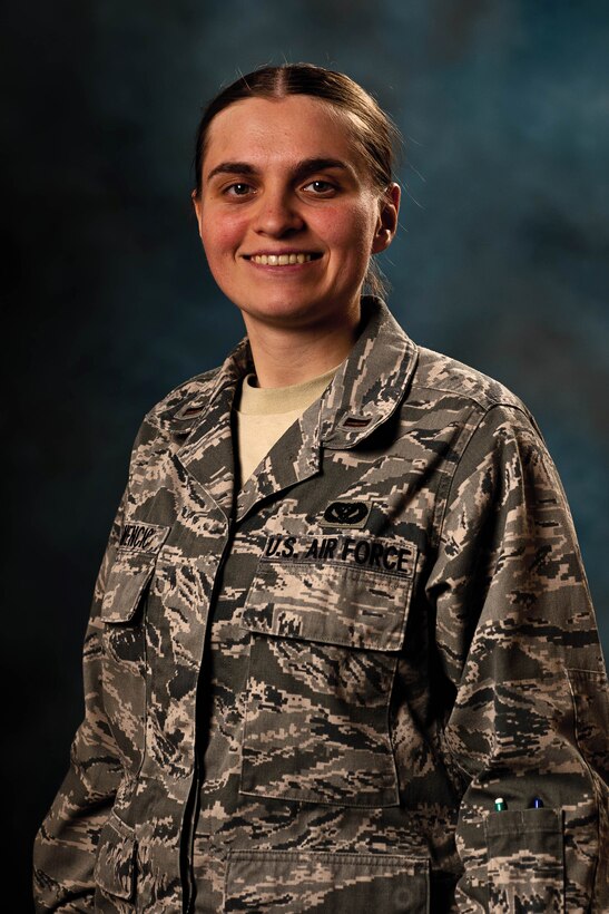 Second Lt. Amela Kamencic was 2 when her family fled their hometown of Prijedor, Bosnia, as Serbian forces invaded April 25, 1992. She is now an environmental program manager in the 28th Civil Engineer Squadron at Ellsworth Air Force Base, S.D., serving in the Air Force that helped establish peace in her homeland 25 years ago. (U.S. Air Force photo by Senior Airman Zachary Hada/Released)