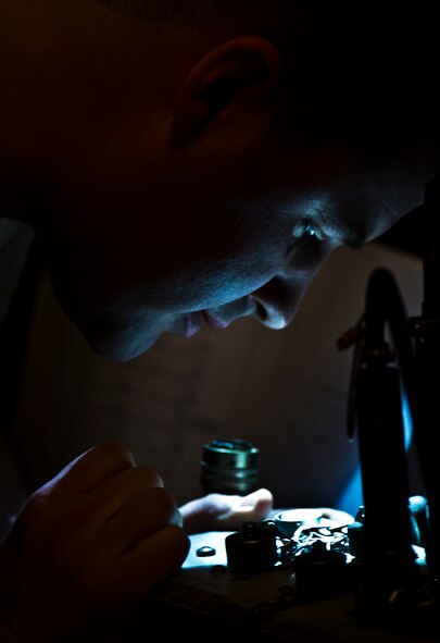 Senior Airman Nathanial Rega, 91st Missile Maintenance Squadron electro-mechanical team maintenance technician, works with the electrical power test set during distribution box during training at Minot Air Force Base, N.D., April 09, 2014. The 91st Maintenance Group is the maintenance backbone of the 91st Missile Wing. The group was originally activated as the 91st Maintenance and Supply Group on November 10, 1948. Today, the group is responsible for providing maintenance and logistics support for the wing's ICBM fleet. (U.S. Air Force photo/Senior Airman Brittany Y. Auld)