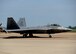An F-22 Raptor taxis to the runway during the 2014 Defenders of Liberty Air Show on Barksdale Air Force Base, La., April 26. 2014. The F-22, a critical component of the Global Strike Task Force, is designed to project air dominance, rapidly and at great distances and defeat threats attempting to deny access to our nation's Air Force, Army, Navy and Marine Corps. (U.S. Air Force photo/Staff Sgt. Sean Martin)