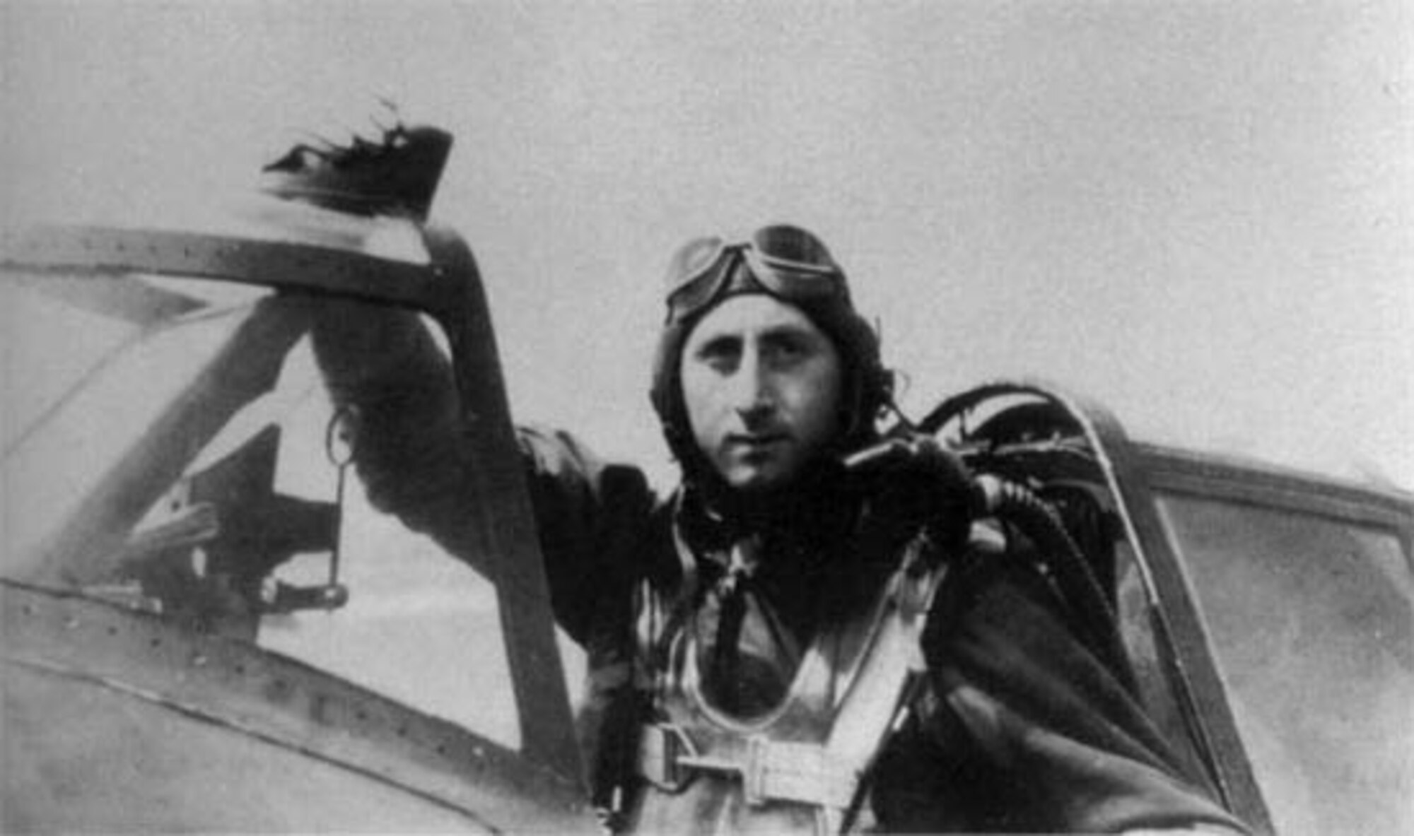 Capt. Rudy Augarten, a P-47 pilot in the 406th Fighter Squadron of the 371st Fighter Group, is seen here in the cockpit of a P-47D Thunderbolt during WWII. (Courtesy Eric Bogomolny)