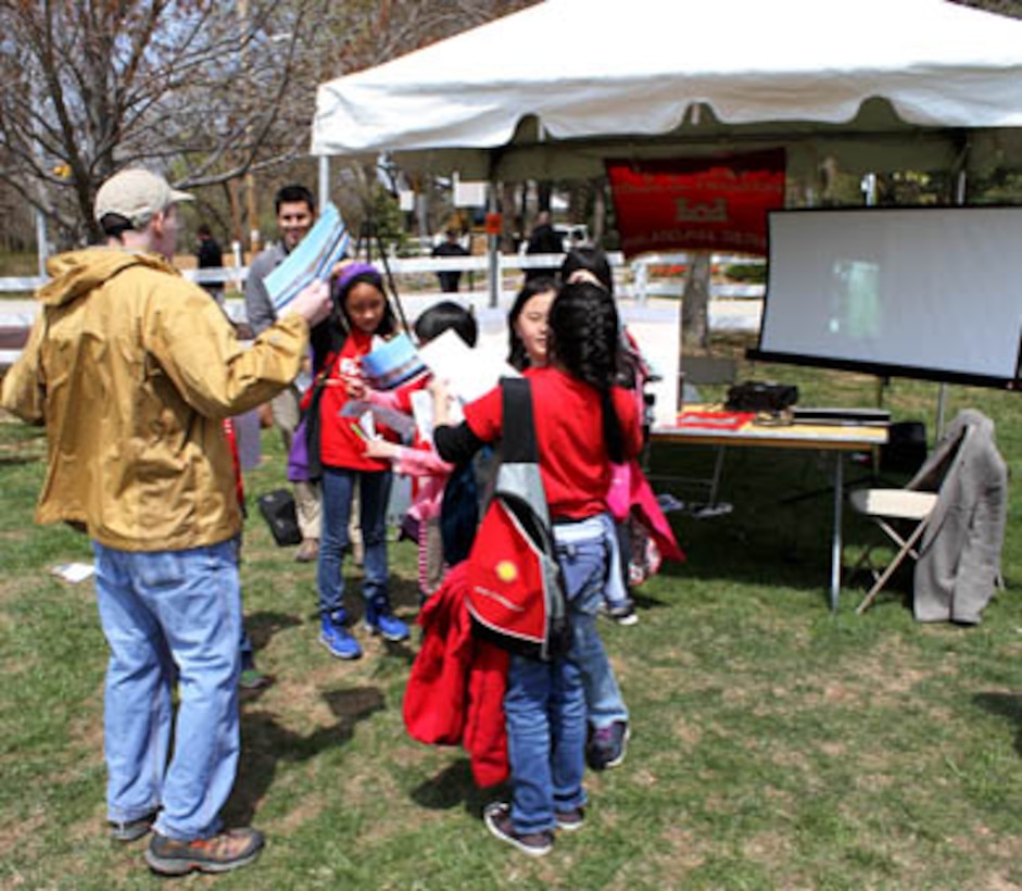 USACE Biologist Mark Eberle taught students about the importance of migratory fish during EarthFest at Temple University's Ambler campus on April 25. EarthFest promotes environmental awareness and features exhibits, displays, and activities for thousands of students from the Delaware River Valley.