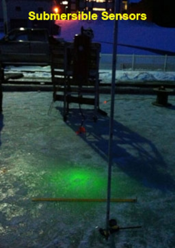 ERDC-CRREL has been conducting studies to determine whether off-the-shelf technologies and sensors can detect oil under ice in a controlled mesoscale environment. 