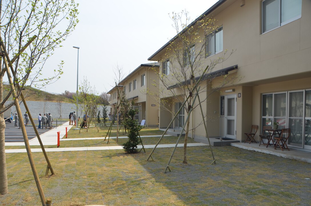 On 16 Apr 14, the newly completed Zama Senior Enlisted Housing Area held a ribbon cutting ceremony to commemorate the occasion. Kanagawa Resident Office Project Engineer Jun Arai, JED Commander COL Hurley, Garrison Commander COL Joy Curreira and CSM Katrina Najee and select senior enlisted personnel conducted the honors. The 24 units are located near Zama American HIgh School
