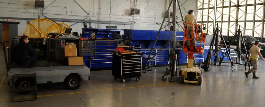 Airmen from the  2nd Maintenance Squadron Aerospace Ground Equipment conduct mission essential maintenance on Barksdale Air Force Base, La., April 29, 2014. The Airmen directly support the flightline mission by troubleshooting equipment, performing inspections, preventative maintenance and dispatching equipment to the flightline. (U.S. Air Force photo/Senior Airman Kristin High)