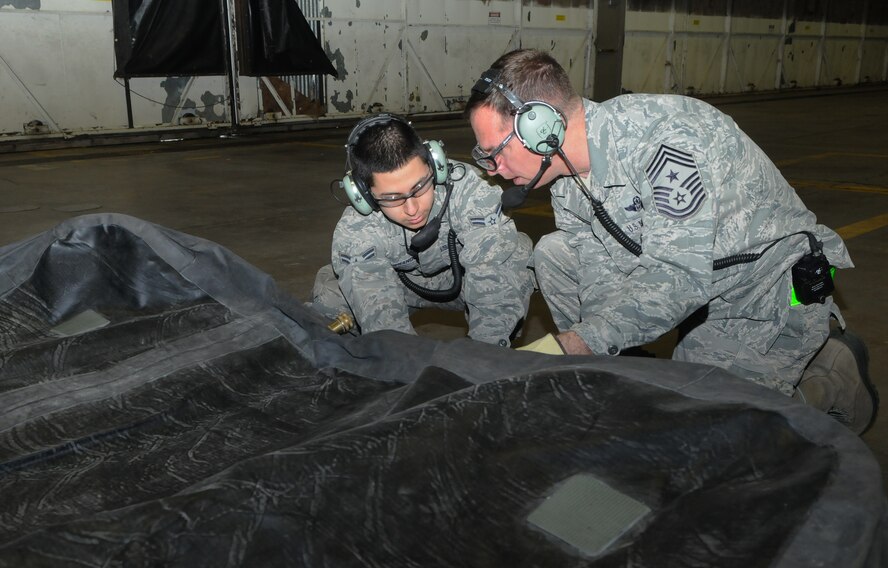 Repair and Reclamation section's 33 highly skilled technicians execute heavy maintenance involving landing gear, flight control, engine throttle control, bomb door and drag chute systems.  They are also qualified on aircraft fault analysis and isolation, aircraft jacking, functional checks and component overhaul.  The section also manages tear down/build-up of main landing gear and tip protection gear wheel and tire assemblies.  Furthermore, the section is responsible for Crashed, Damaged, Disabled Aircraft Recovery (CDDAR) within 250 miles of Minot AFB.  From daily maintenance support to the flight line during launch and recovery operations to accomplishing inspections every 450 flight hours they support the 5th Bomb Wing's flying hour program and PACOM's Continuous Bomber Presence at Andersen AFB, Guam.