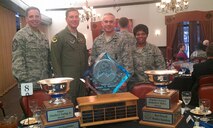 Three squadrons at Minot Air Force Base, N.D., were recently recognized for superior performance when they won Air Force level awards. The 742d Missile Squadron was awarded the 2013 General Samuel C. Phillips Award, the 5th Operations Support Squadron received the 2013 Major Charles J. Loring Jr. Memorial Award and the 23rd Bomb Squadron was awarded the 2013 Brigadier General Kenneth N. Walker Memorial Award. (U.S. Air Force graphic/Senior Airman Stephanie Sauberan)