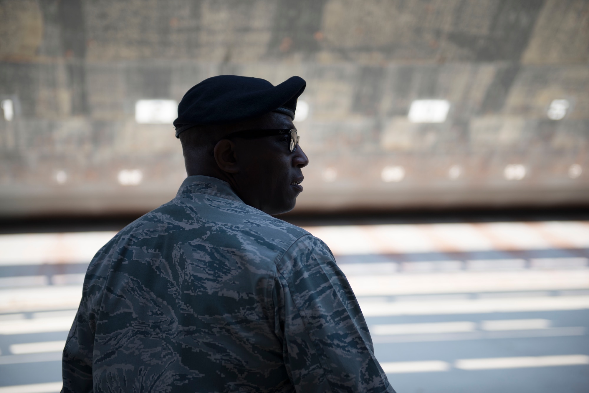 Brig. Gen. Allen J. Jamerson, director of security forces, deputy chief of staff for logistics, installations and mission support, Headquarters U.S. Air Force, tours the combat arms training facility at Minot Air Force Base, N.D., April 21, 2014. Jamerson ensures Security Forces are trained, equipped and ready to support contingency and exercise plans. (U.S. Air Force photo/Airman 1st Class Sahara L. Fales)