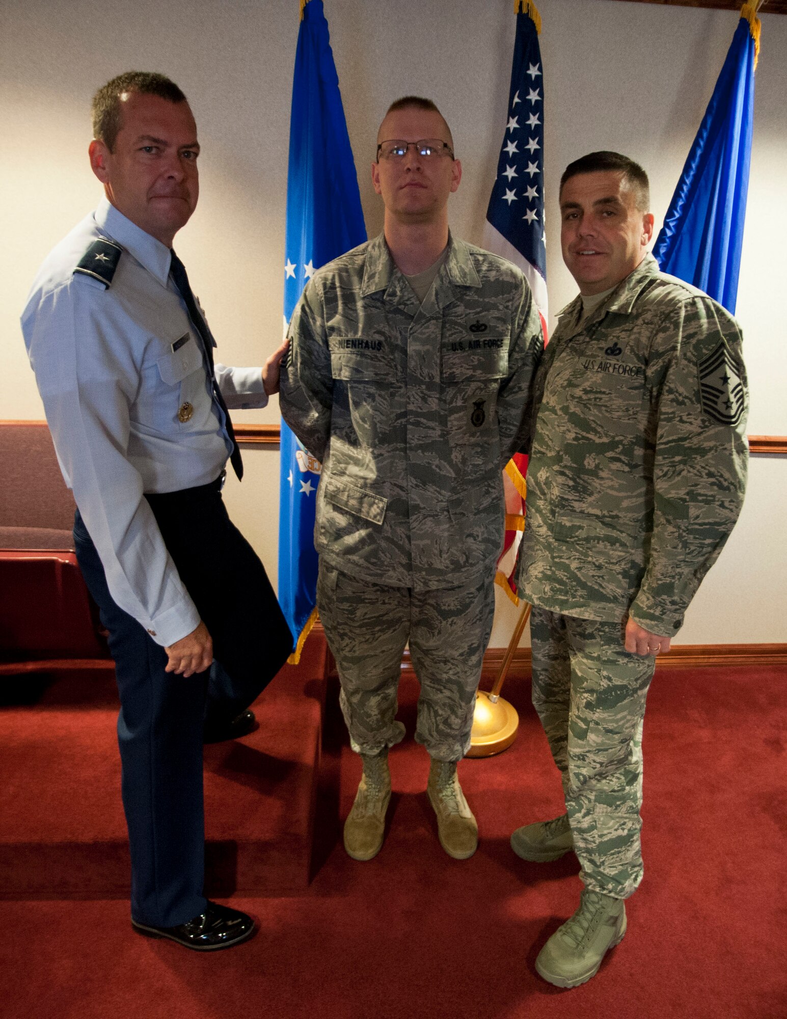 Tech. Sgt. Daniel J. Nienhaus, 82nd Training Wing self-assessment program manager, was named the commander’s “Wingman of Choice” during the 82nd TRW's staff meeting April 24, 2014. Nienhaus received the award for his professionalism and work ethic. (U.S. Air Force photo/Airman 1st Class Jelani Gibson)
