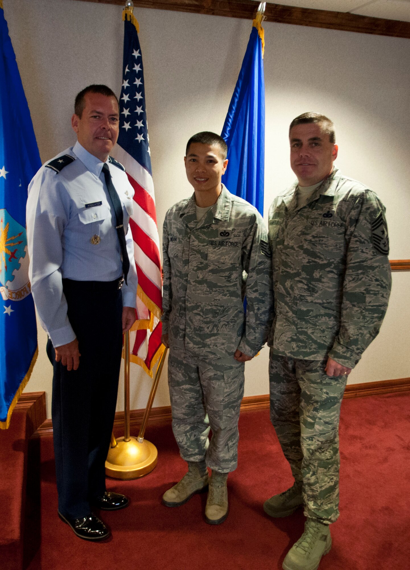 Tech. Sgt. Thlaythla Meak, 366th Training Squadron instructor, was awarded commander’s “Wingman of Choice” during the 82nd Training Wing’s staff meeting April 17, 2014. Meak was selected based on his professionalism and work ethic. (U.S. Air Force photo/Airman 1st Class Jelani Gibson)