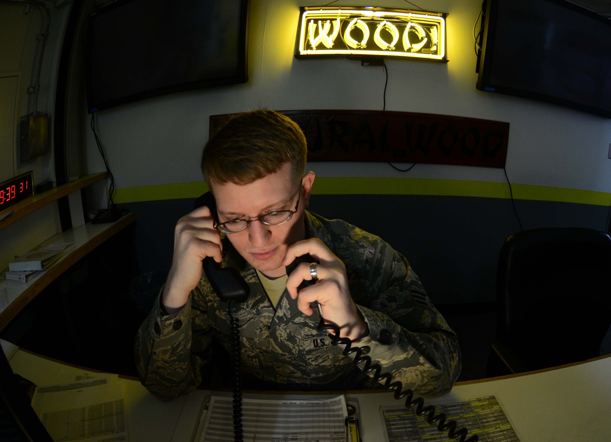 Senior Airman Christopher Andersen, 14th Fighter Squadron aviation resource manager, serves as the liaison between pilots and maintainers to ensure immediate service to landing F-16 Fighting Falcons at Misawa Air Base, Japan, April 23, 2014. As an aviation resource manager, Andersen is responsible for recording and maintaining pilots’ records to ensure they are fully qualified to fly. (U.S. Air Force photo/Senior Airman Derek VanHorn)