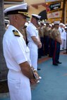 Navy Capt. Christopher W. Brunett, native of Buffalo, N.Y., and commanding officer of USS New York, bows his head during the invocation of the welcoming party for participants of Fleet Week Port Everglades 2014 from South Florida local community leaders at the Seminole Hard Rock Hotel and Casino in Fort Lauderdale, Fla., April 28. Approximately 120 Marines from 2nd Assault Amphibian Battalion, 2nd Battalion, 6th Marine Regiment, 2nd Marine Division, Marine Corps Base Camp Lejeune, N.C., and Marine Light Attack Helicopter Squadron (HMLA) 269, Marine Corps Air Station New River, N.C., embarked aboard the USS New York (LPD 21) and are participating in the 24th Annual Fleet Week in Port Everglades; South Florida’s annual celebration of maritime forces. (U.S. Marine Corps photo by Sgt. Alicia R. Leaders/Released)