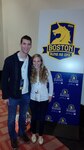 Air Force 2nd Lts. David and Meredith Hein pick up their running bibs April 20 in preparation for the next day's Boston Marathon. (Courtesy photo)