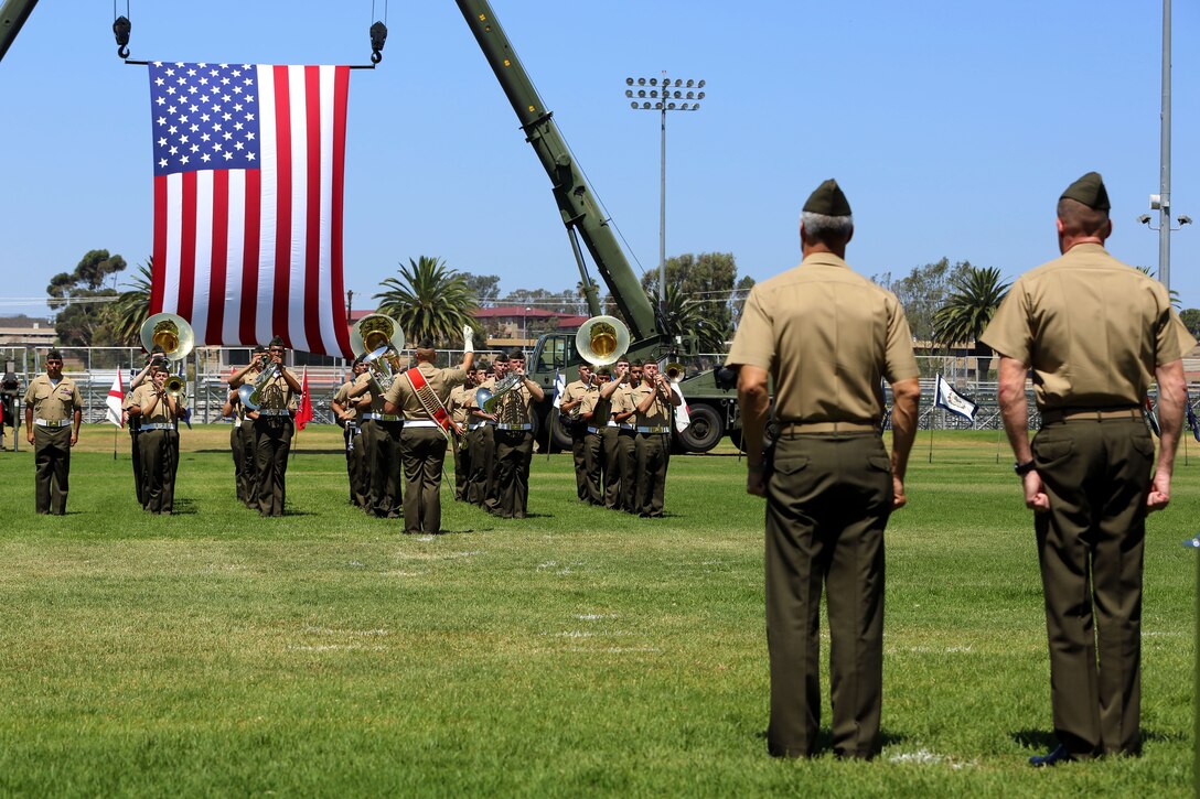 CAMP PENDLETON, Calif. - Brig. Gen. John W. Bullard relinquished command of Marine Corps Installations West and Marine Corps Base Camp Pendleton to Brig. Gen. Edward D. Banta during a Change of Command at the 11 Area Parade Field Aug. 1.

Bullard who served as commanding general here since August 2013, acting as both the commanding general for Marine Corps Base Camp Pendleton as well as commanding general for MCI-West, is retiring after 31 years of honorable and faithful military service.

Before taking command of MCI-West, Banta served as the commanding general of 2nd Marine Logistics Group in Camp Lejeune, N.C.
