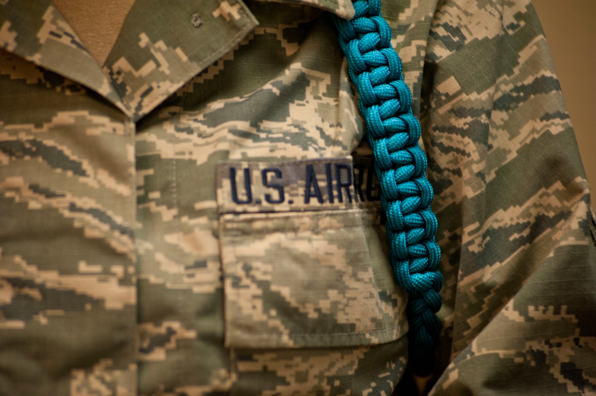 The Teal Rope program is undergoing more in depth training at Sheppard. A teal rope, worn around the shoulder of an Airman’s uniform, designates the training and volunteerism the student has undergone to be able to assist peers in dealing with sexual assault. (U.S. Air Force photo by Airman 1st Class Jelani Gibson)