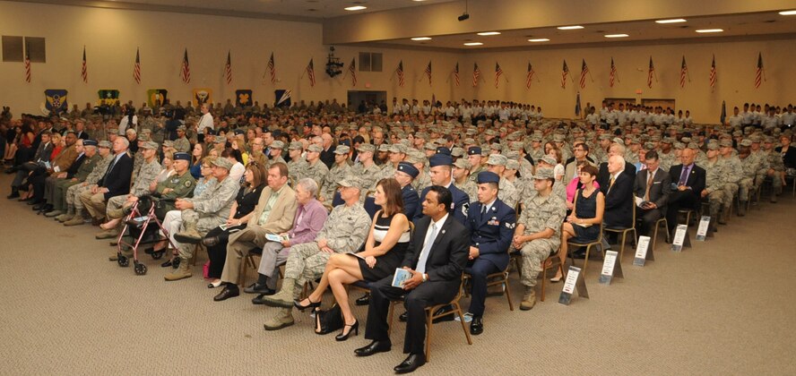 Team Barksdale attends the 2nd Bomb Wing change of command ceremony on Barksdale Air Force Base, La., Aug. 1, 2014. The change of command ceremony is a military tradition that gives service members the opportunity to witness their new leader's assumption of command. (U.S Air Force photo/Staff Sgt. Sean Martin)


