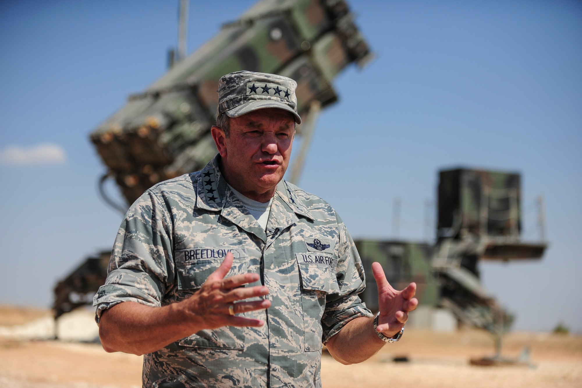 U.S. Air Force Gen. Philip M. Breedlove, NATO’S Supreme Allied Commander Europe and commander of U.S. European Command, talks at a press conference July 31, 2014, Gaziantep, Turkey.  During the press conference, Breedlove spoke to the media about current threats and NATO’s future adaptation in the region. (U.S. Air Force photo by Senior Airman Nicole Sikorski/Released)